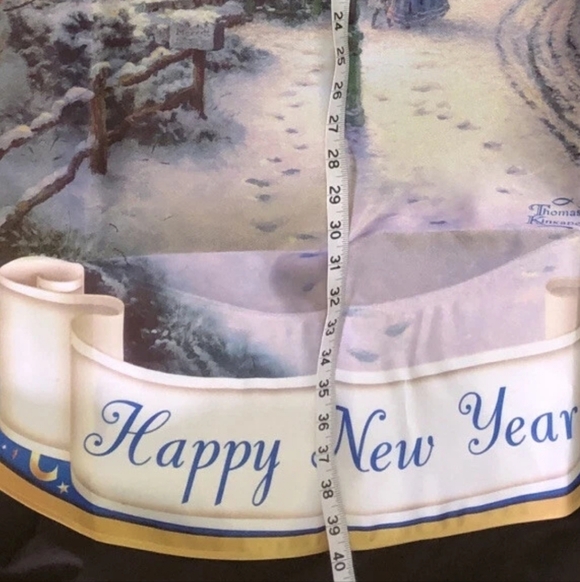 Thomas Kinkade Year of Glad Tidings Happy New Year Winter Scene Flag with COA - Picture 5 of 8